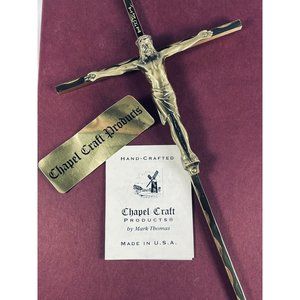 10" Brass Chapel Craft Jesus Christ Cross Crucifix Mark Thomas CC2526-BB-10-H